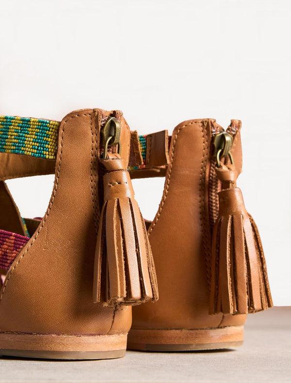 Laidbacklondon Lauri Flat Leather Sandal Emerald Mix