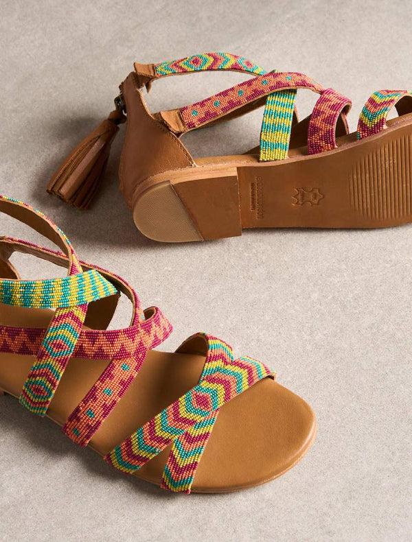 Laidbacklondon Lauri Flat Leather Sandal Emerald Mix