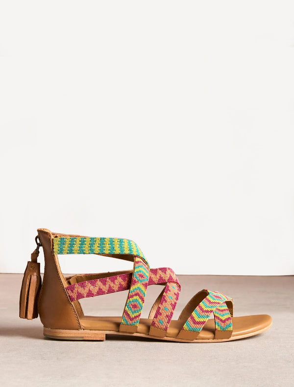 laidbacklondon Lauri Flat Leather Sandal Emerald Mix