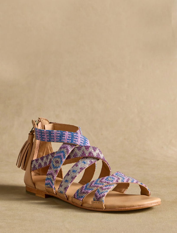 Laidbacklondon Lauri Flat Leather Sandal Purple Multi