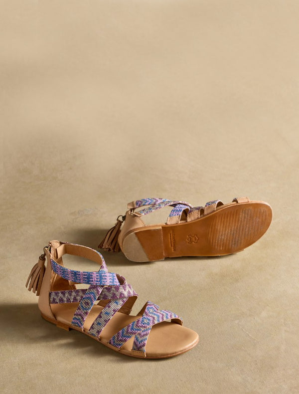 Laidbacklondon Lauri Flat Leather Sandal Purple Multi