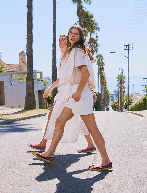 Laidbacklondon Loom Hand-Crocheted Mary Jane Flats Light Grey Pink