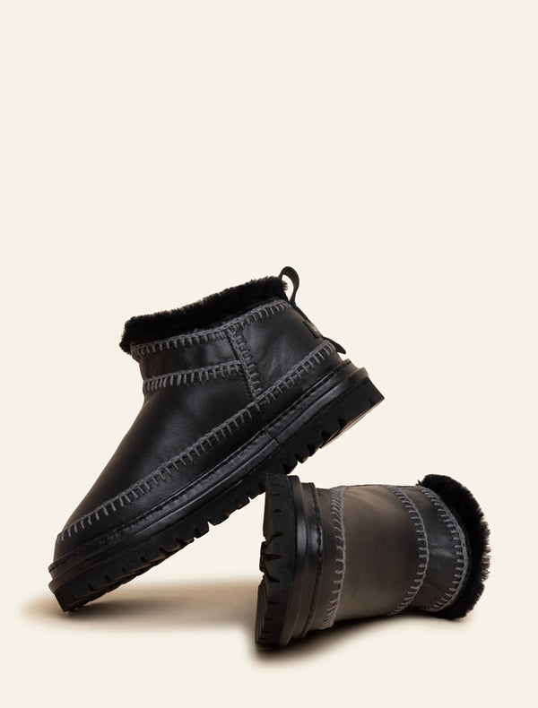 Laidbacklondon Nyuki 4.0. Crochet Ankle Boot Black Leather Grey