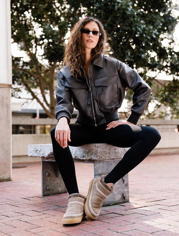 Laidbacklondon Nyuki Low Crochet Ankle Boot Otter Suede Natural