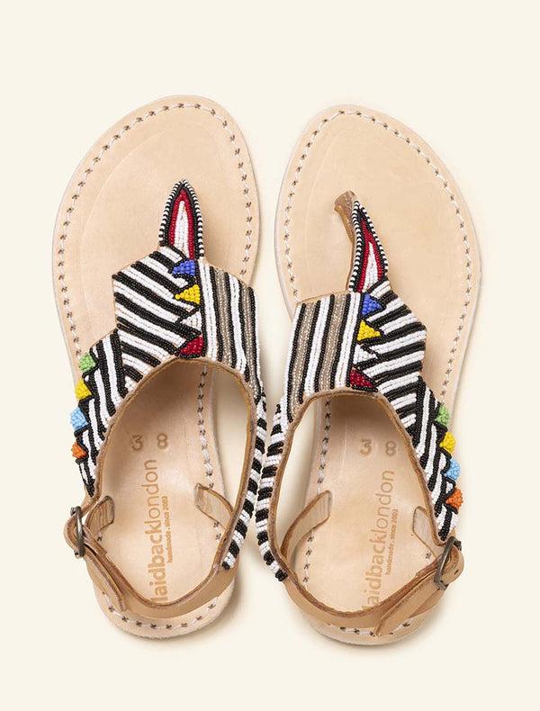 laidbacklondon Rift Flat Light Brown Leather Black Tribal