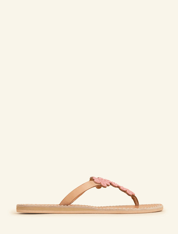 Laidbacklondon Robyn Flat Light Brown Leather Baby Pink