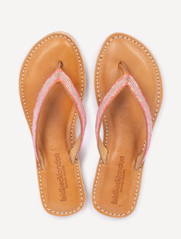 laidbacklondon Seri SSN Leather Sandal Neon Pink/Silver