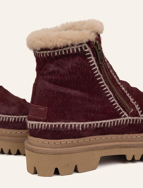 Laidbacklondon Setsu 3.0. Crochet Ankle Boot Burgundy Pony Wheat