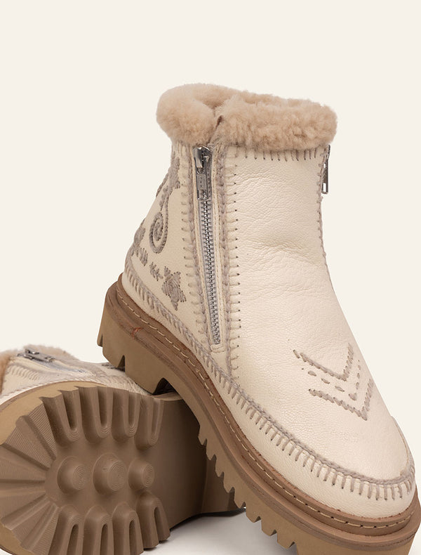 Laidbacklondon Setsu 3.0. Paisley Ankle Boot Buttermilk Leather Wheat