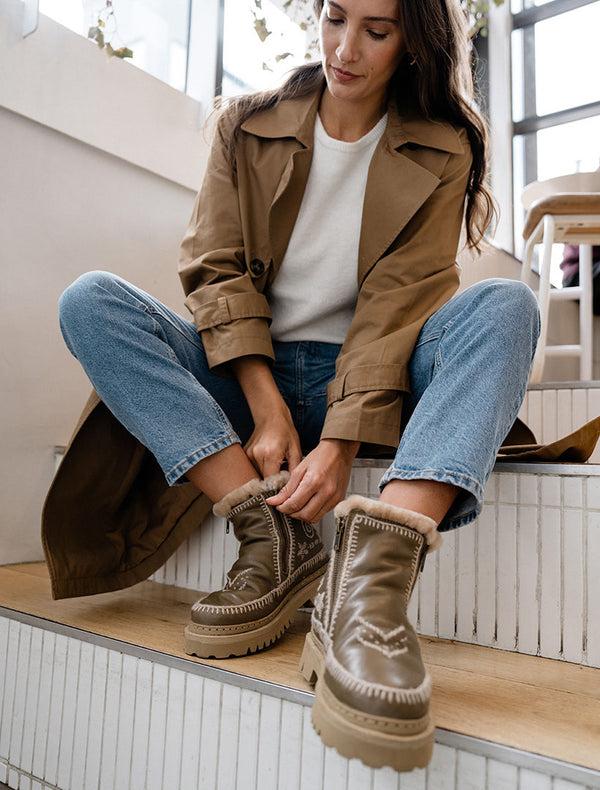 Laidbacklondon Setsu 3.0. Paisley Ankle Boot Otter Leather Wheat