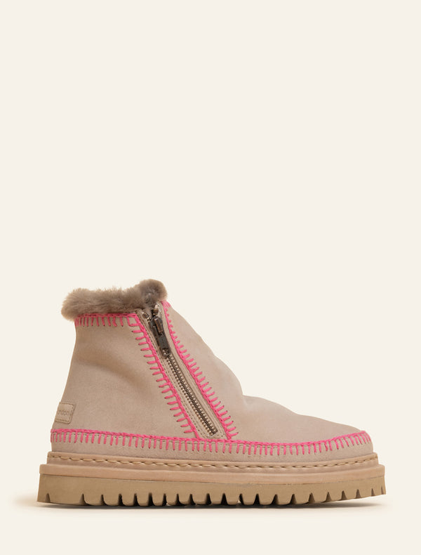 laidbacklondon Setsu 4.0. Crochet Ankle Boot Sand Suede Pink