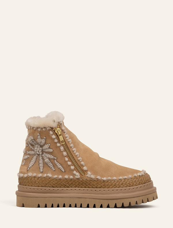 laidbacklondon Setsu 4.0. Floral Ankle Boot Saffron Suede Natural