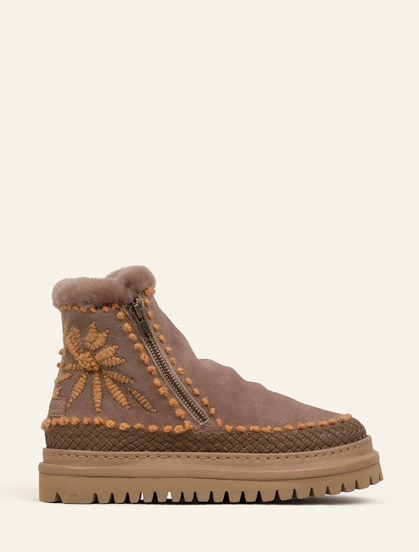 laidbacklondon Setsu 4.0. Floral Ankle Boot Taupe Suede Peach