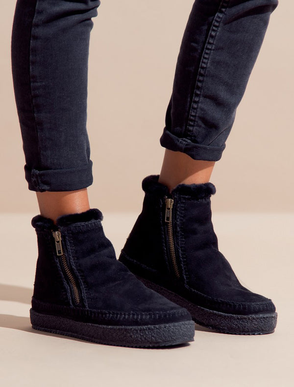 Laidbacklondon Setsu Crochet Ankle Boot Black Suede