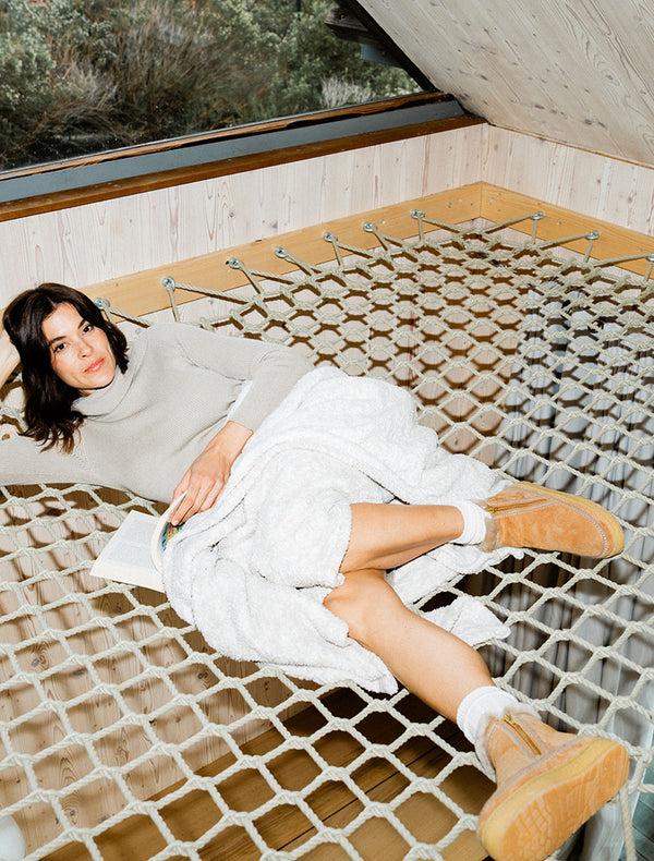 Laidbacklondon Setsu Crochet Crepe Ankle Boot Chestnut Suede Wheat