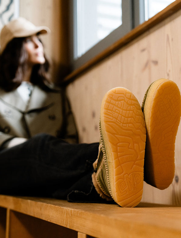 Laidbacklondon Setsu Crochet Crepe Ankle Boot Fern Suede Beige
