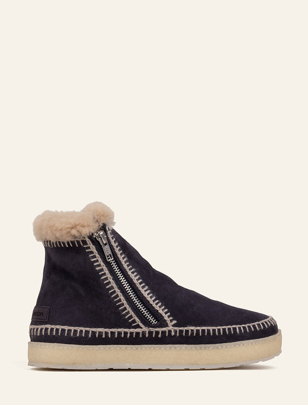laidbacklondon Setsu Crochet Crepe Ankle Boot Marine Suede Wheat