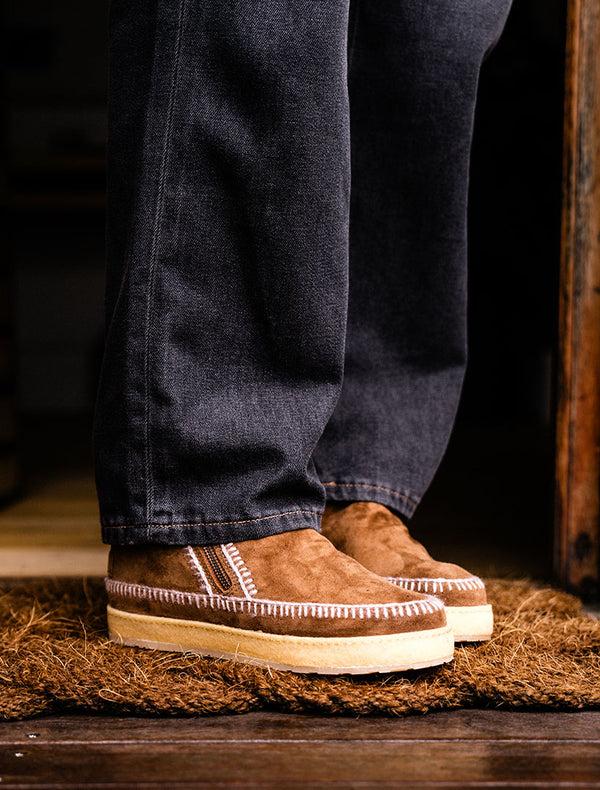 Laidbacklondon Setsu Crochet Crepe Ankle Boot Nutmeg Suede Wheat