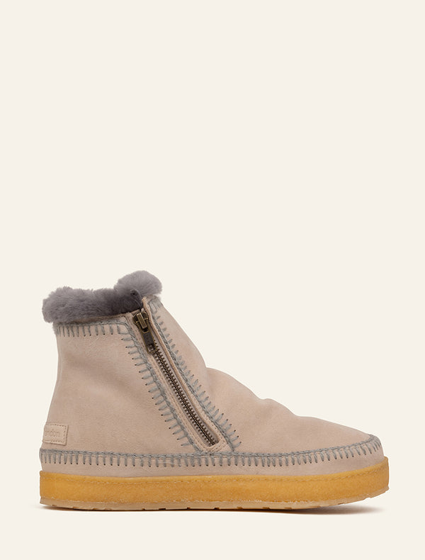 laidbacklondon Setsu Crochet Crepe Ankle Boot Sand Suede Grey