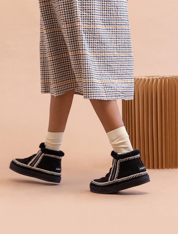 Laidbacklondon Setsu Low Side Zip Ankle Boot Black Suede