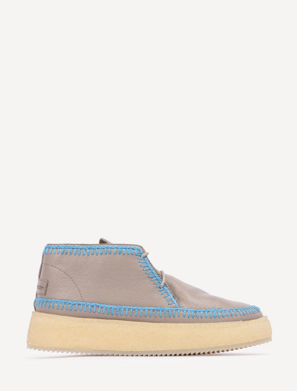 Laidbacklondon Shenje Low Platform Boots Fossil Leather Neon Blue