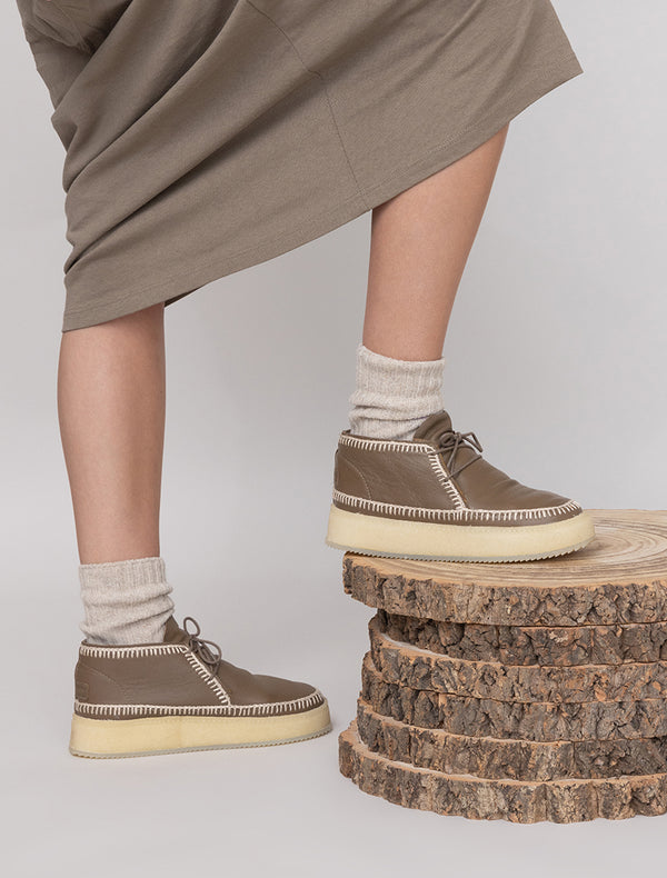 Laidbacklondon Shenje Low Platform Boots Otter Leather Natural