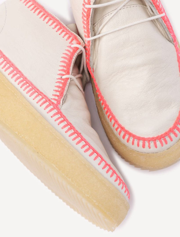 Laidbacklondon Shenje Low Platform Chukka Boots Milk Neon Pink