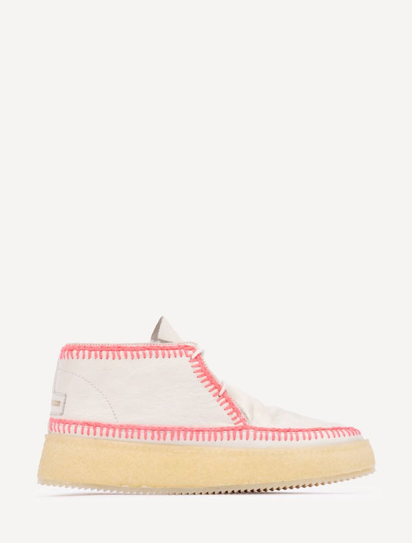 laidbacklondon Shenje Low Platform Chukka Boots Milk Neon Pink