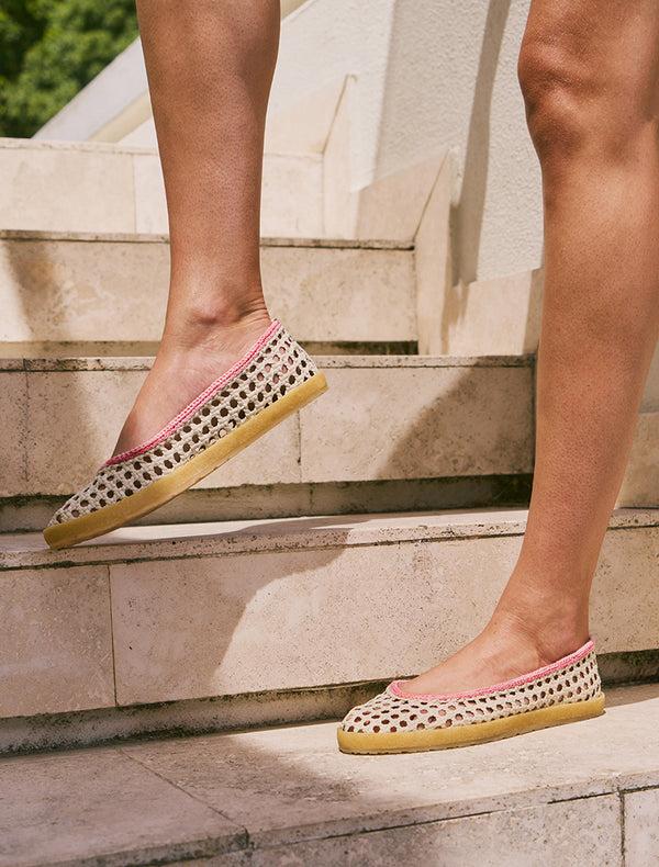 Laidbacklondon Weeve Handwoven Leather Ballet Flats Baby Pink