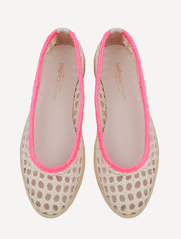 laidbacklondon Weeve Handwoven Leather Ballet Flats Baby Pink