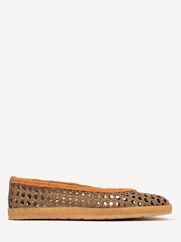 Laidbacklondon Weeve Handwoven Leather Ballet Flats Butterscotch