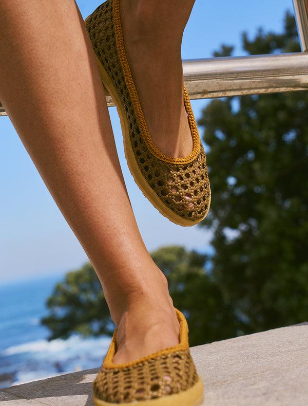 laidbacklondon Weeve Handwoven Leather Ballet Flats Butterscotch