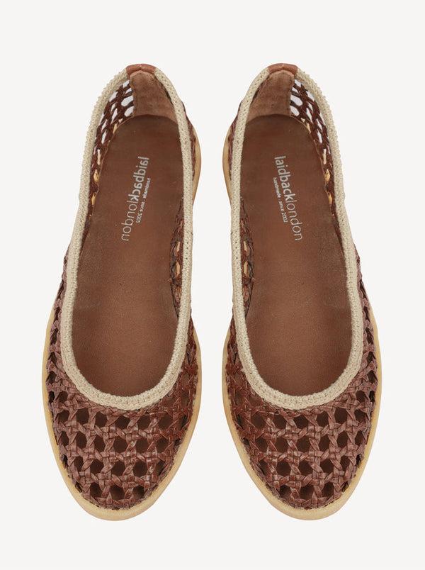 laidbacklondon Weeve Handwoven Leather Ballet Flats Choc