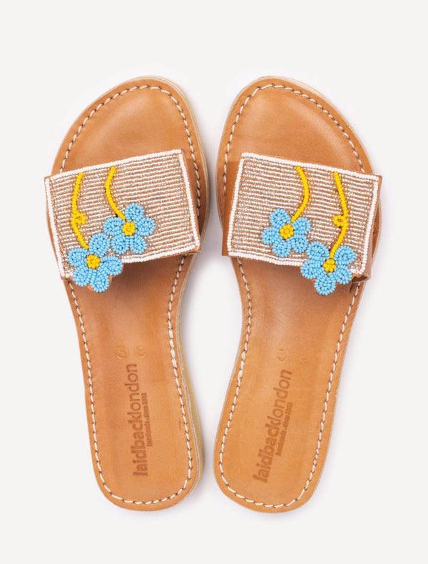 laidbacklondon Zane LP Leather Sandal Silver/Turquoise