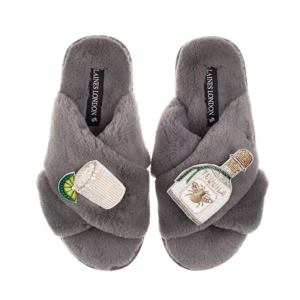Laines London Classic Laines Slippers With Agave Tequila Brooches