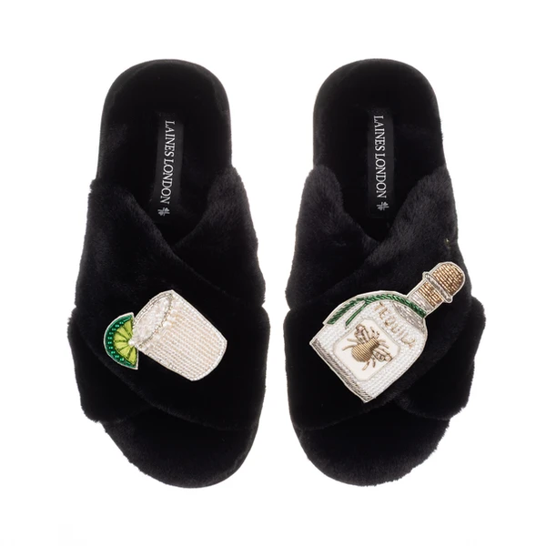 Laines London Classic Laines Slippers With Agave Tequila Brooches
