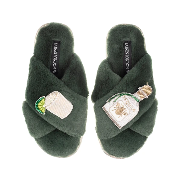 laines london Classic Laines Slippers With Agave Tequila Brooches