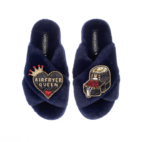 Laines London Classic Laines Slippers With Airfryer Queen Brooches