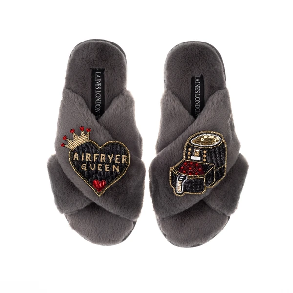 Laines London Classic Laines Slippers With Airfryer Queen Brooches