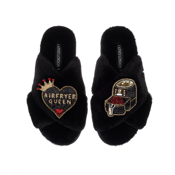 laines london Classic Laines Slippers With Airfryer Queen Brooches