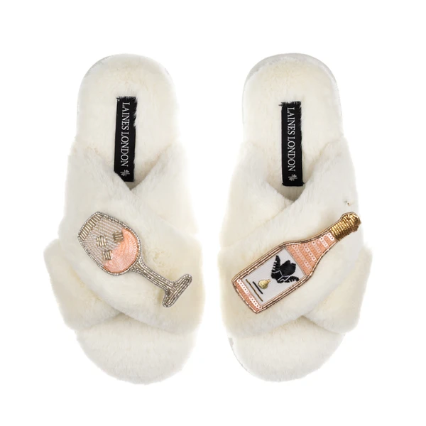 Laines London Classic Laines Slippers With Angelic Rose Wine Brooches