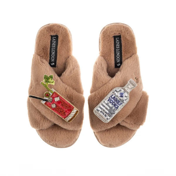 Laines London Classic Laines Slippers With Bloody Mary Brooches