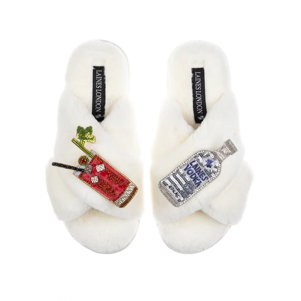 laines london Classic Laines Slippers With Bloody Mary Brooches