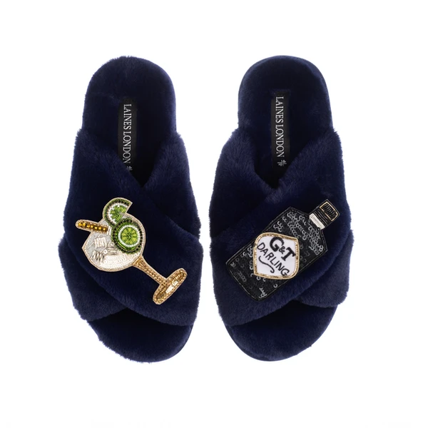 Laines London Classic Laines Slippers With Botanical Gin & Glass Brooches