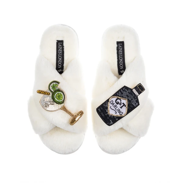 laines london Classic Laines Slippers With Botanical Gin & Glass Brooches