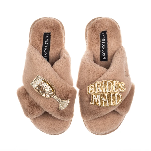 Laines London Classic Laines Slippers With Bridesmaid Brooches