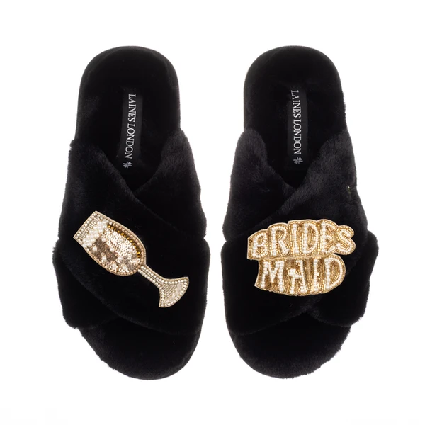 Laines London Classic Laines Slippers With Bridesmaid Brooches