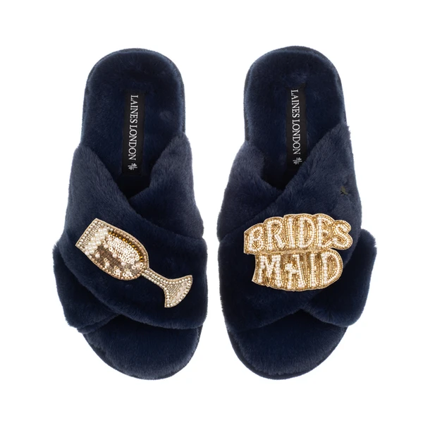 Laines London Classic Laines Slippers With Bridesmaid Brooches