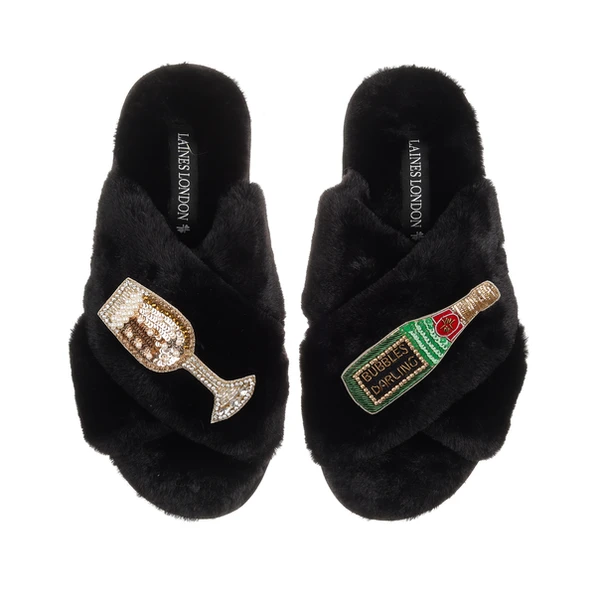 Laines London Classic Laines Slippers With Bubbles Darling Brooches