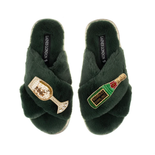 laines london Classic Laines Slippers With Bubbles Darling Brooches